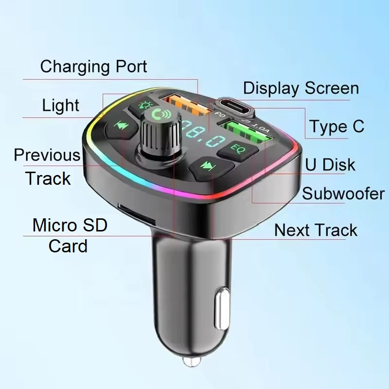 FM Transmitter Auto Kfz Radio Bluetooth 5.0 Adapter Dual