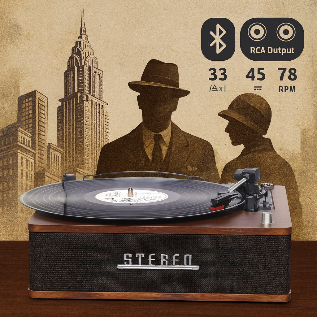 denver vpb 262 retro plattenspieler mit bluetooth 5 0 integrierten stereo lautsprechern 3 geschwindigkeiten auto stop und rca ausgang – Seitenansicht – Produktbild von Soundmaxx Online