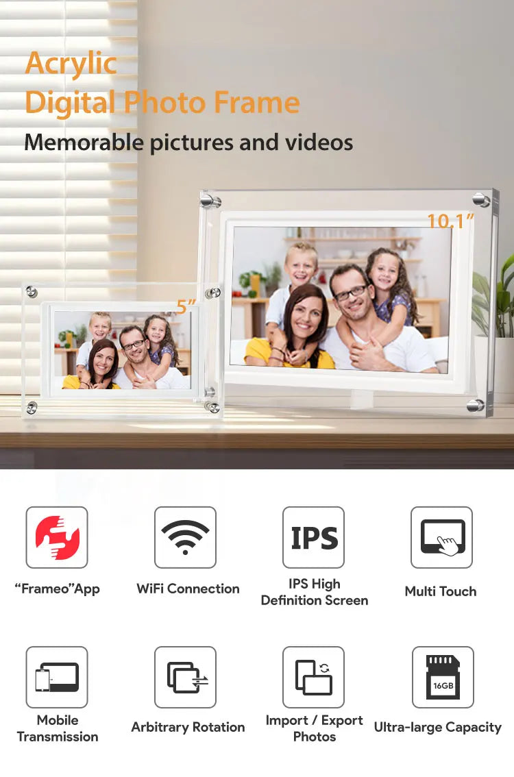 Frameo 5 Inch WiFi Digital Picture Frame 1280 * 720 IPS HD