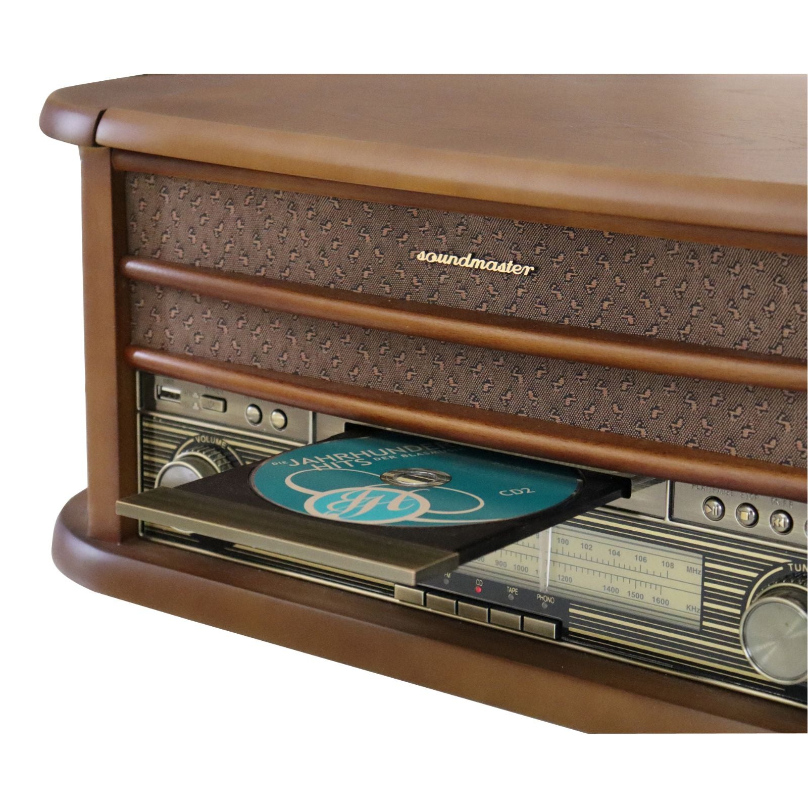 Soundmaster NR560 nostalgic stereo system compact system turntable CD player MP3 USB encoding cassette player 75-Ohm connection