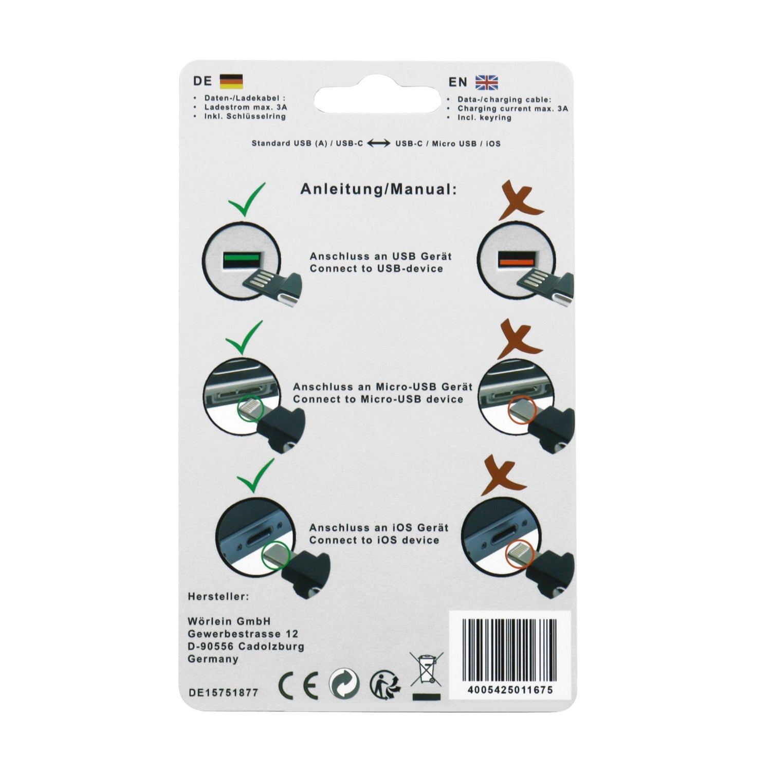 ad6sw 6 in 1 schlusselanhanger datenkabel ladekabel ios usb c kabel universal smartphone kabel – Rückansicht – Produktbild von Soundmaxx Online