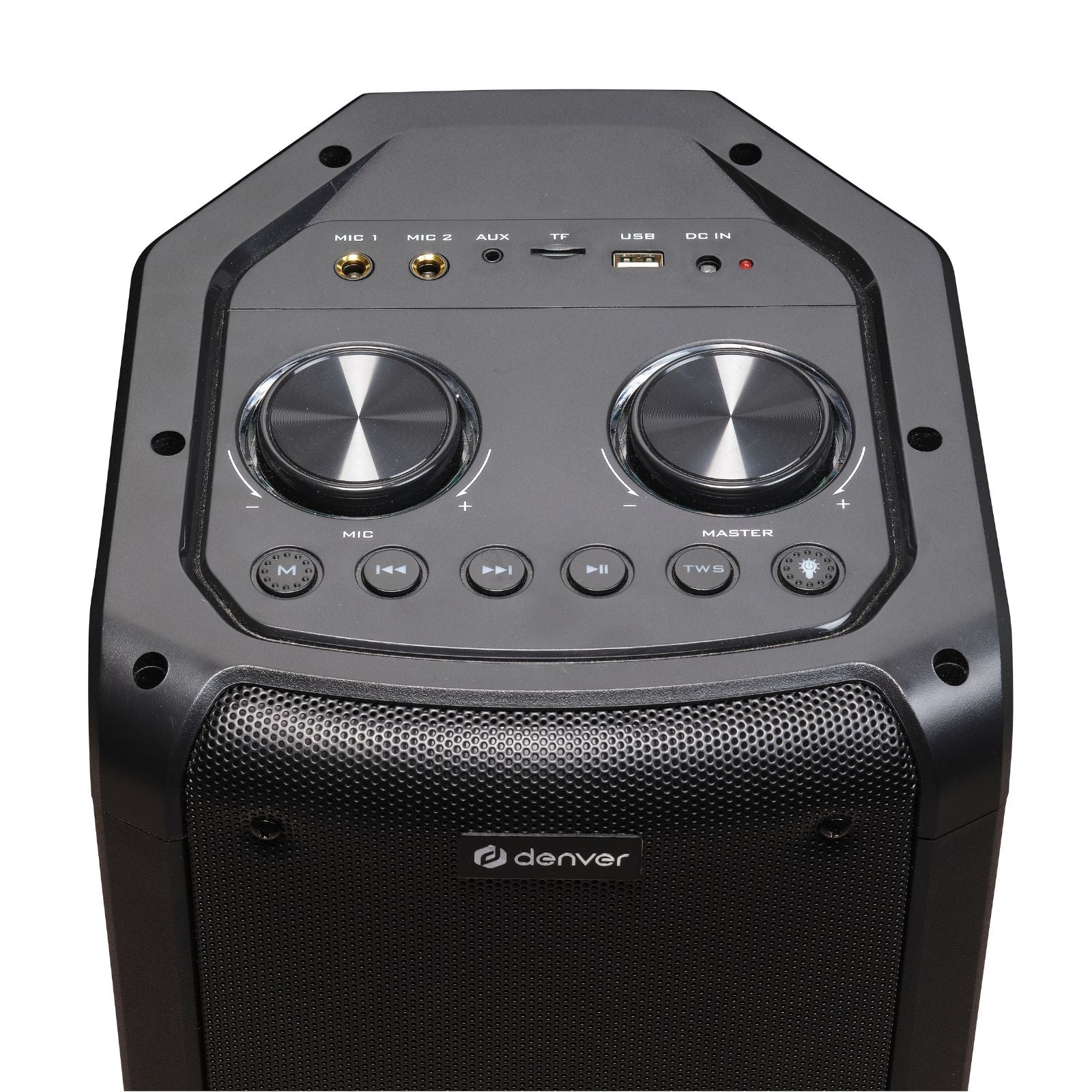 denver bps 352 karaoke bluetooth partylautsprecher mit led lichteffekten und mikrofon – Seitenansicht – Produktbild von Soundmaxx Online