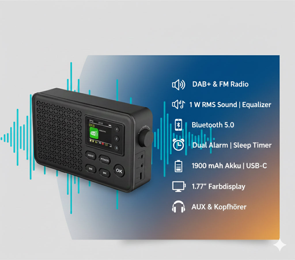 DENVER DAB-57 Kompaktes wiederaufladbares DAB+ Radio