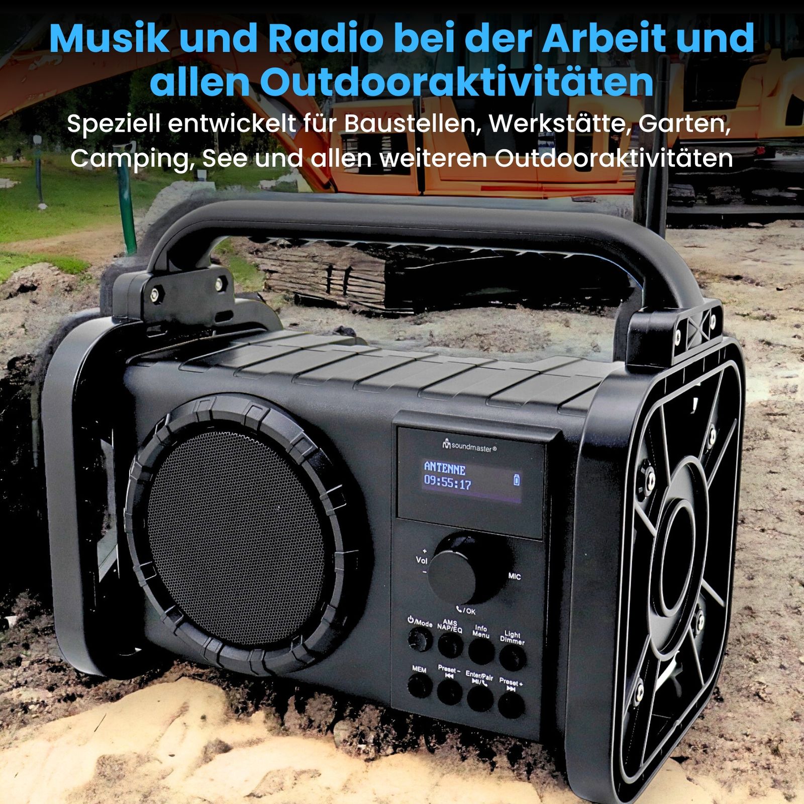 Soundmaster DAB80SG Baustellenradio Gartenradio