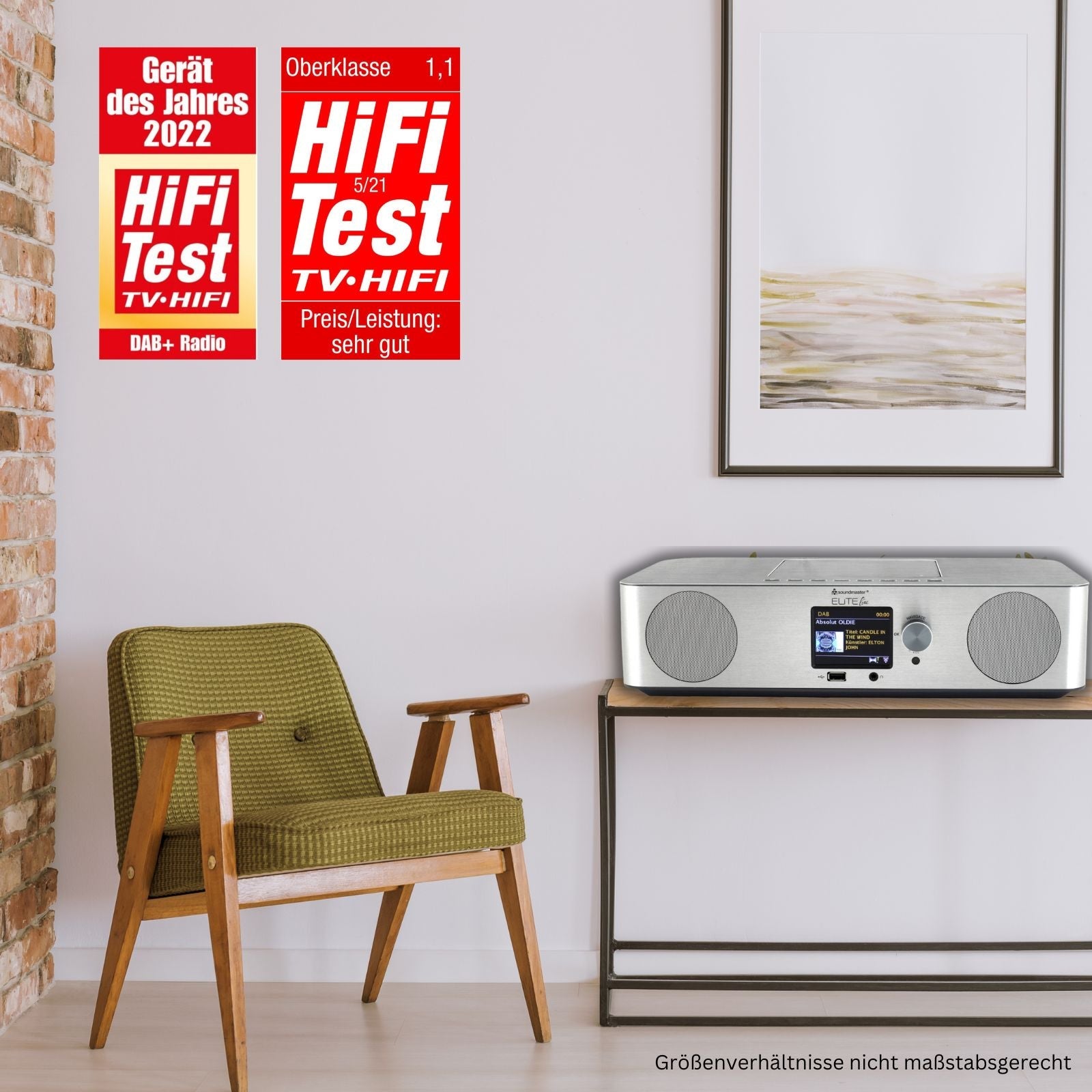 Soundmaster EliteLine ICD2060SI Internetradio Kompaktanlage CD-Player Bluetooth DAB+ USB SPOTIFY APP-Steuerung – Frontansicht – Produktbild von Soundmaxx Online