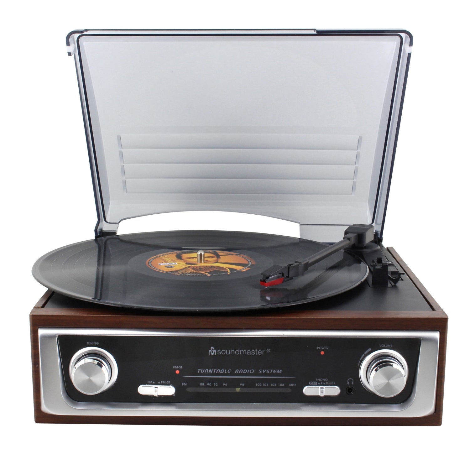 soundmaster pl196h plattenspieler radio eigebaute lautsprecher kopfhorerbuchse retro nostalgie – Seitenansicht – Produktbild von Soundmaxx Online