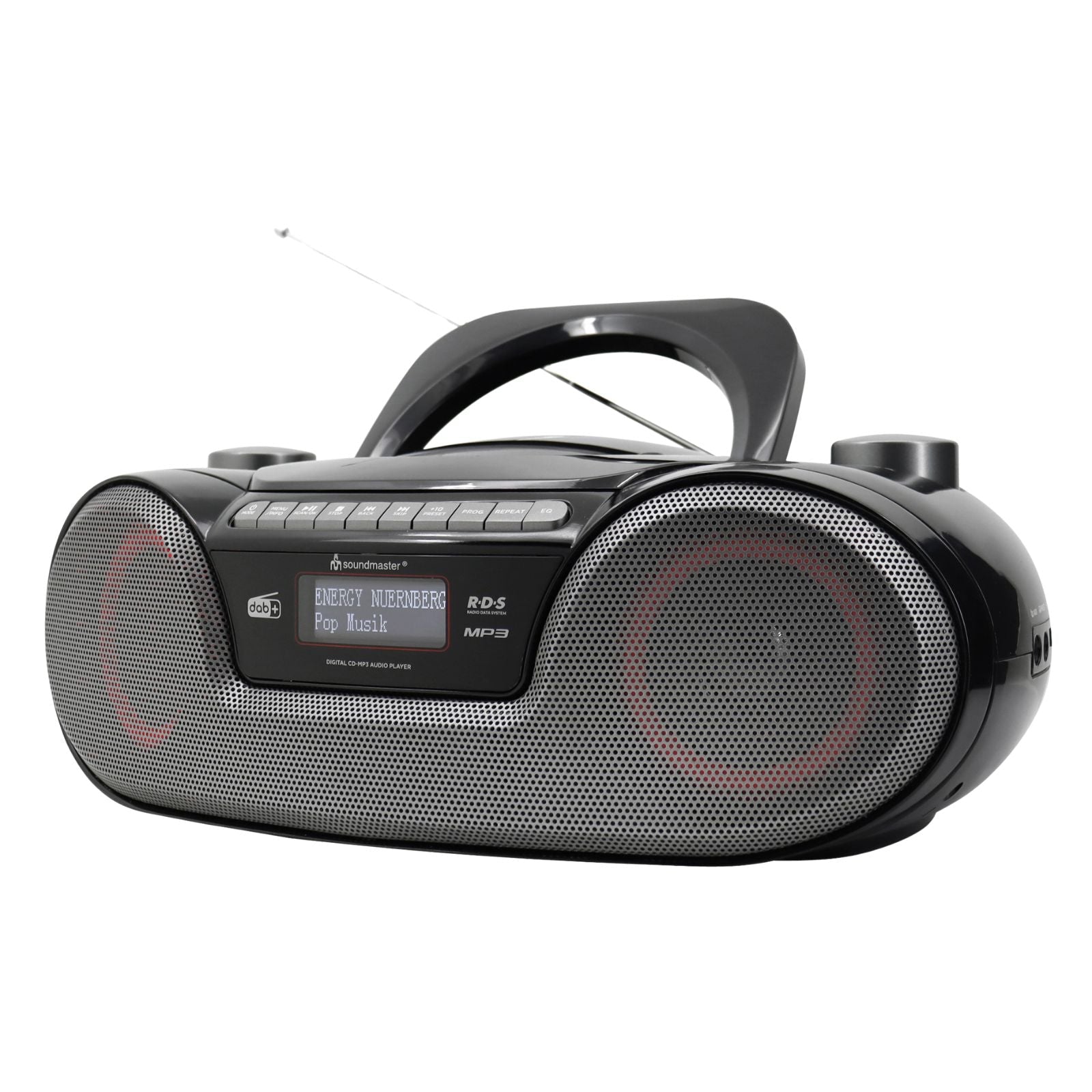 Soundmaster SCD8300SW tragbares Digitalradio CD-Player Hörbuchfunktion Bluetooth DAB+ UKW-Radio USB/SD-Anschluss Kopfhöreranschluss Wecker – Frontansicht – Produktbild von Soundmaxx Online