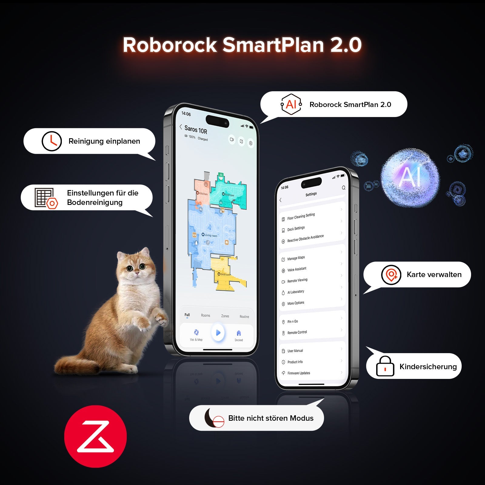 Roborock Saros 10R Saugroboter mit Wischfunktion & abnehmbarem Wischmopp