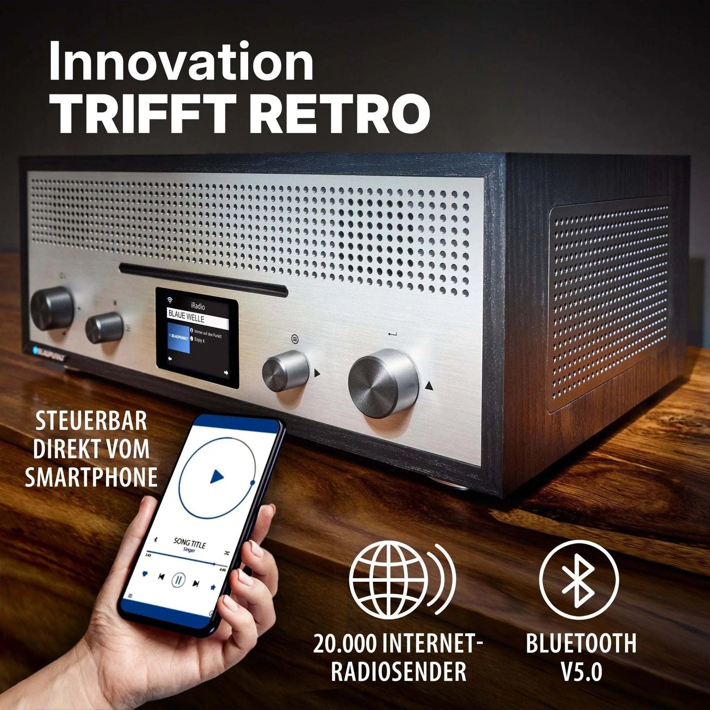 Blaupunkt Nostalgie Internetradio mit CD | MILANO Schwarz