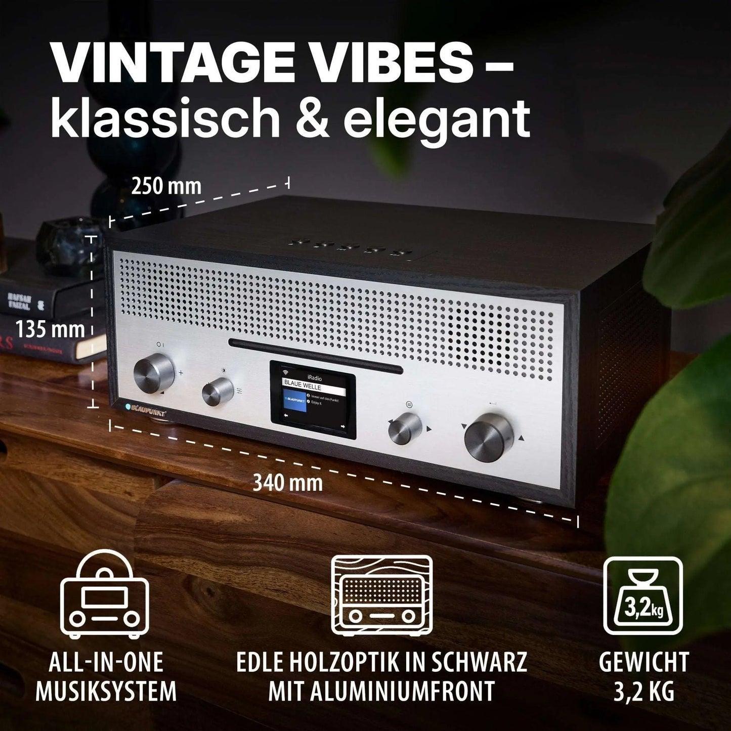 Blaupunkt Nostalgie Internetradio mit CD | MILANO Schwarz