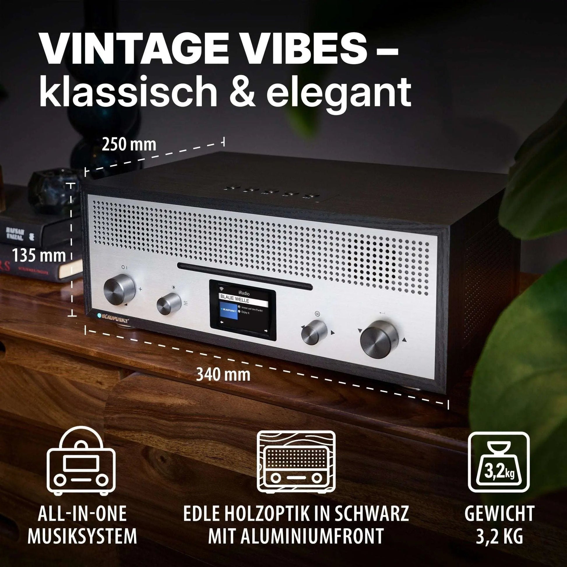 Blaupunkt Nostalgie Internetradio mit CD | MILANO Schwarz