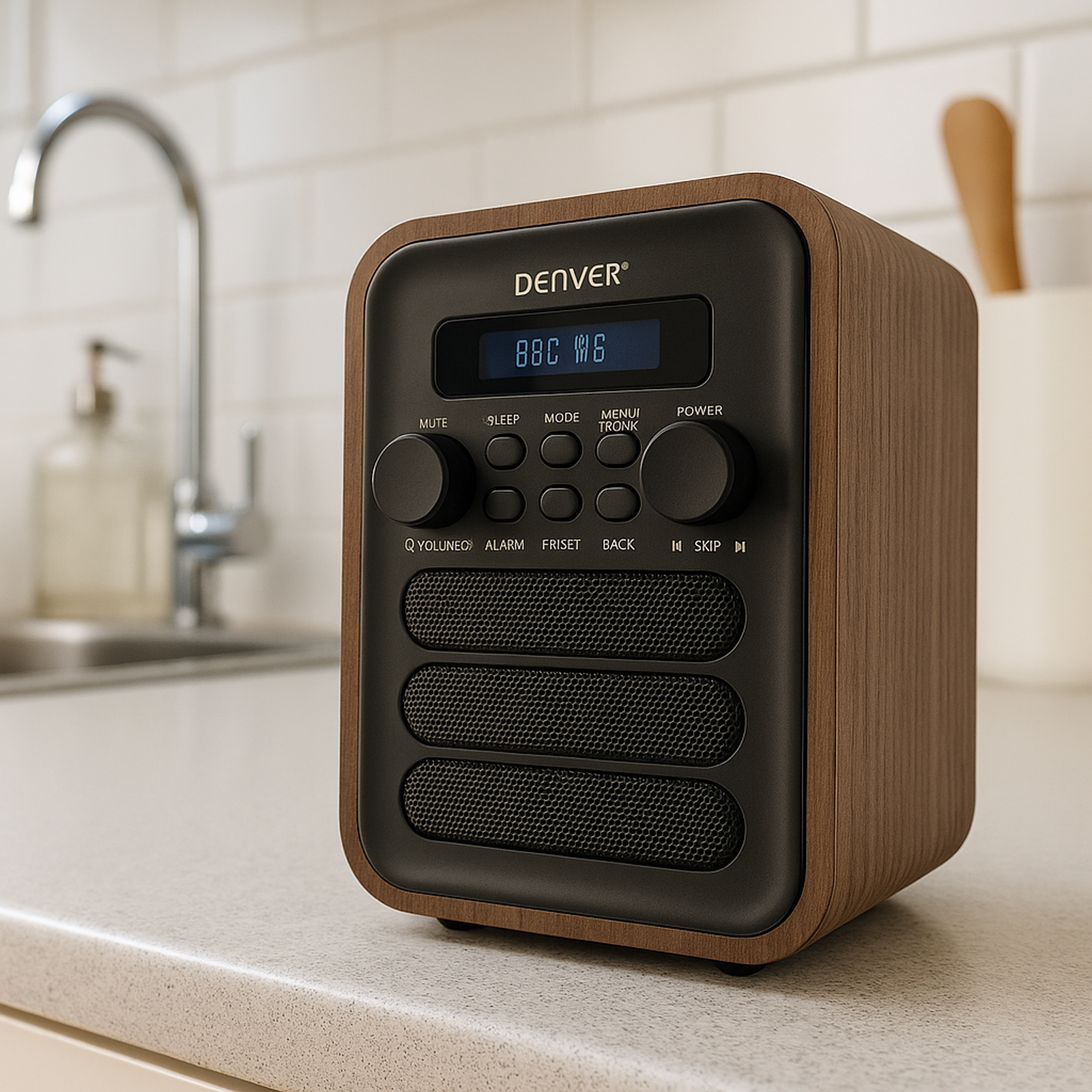 denver dab 48grey digitalradio mit dab fm bluetooth fernbedienung – Seitenansicht – Produktbild von Soundmaxx Online