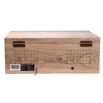Denver MRD-180 Retro-Musikcenter mit Plattenspieler, DAB+/UKW, CD/MP3, Kassette, Bluetooth, USB-Aufnahme, AUX und Fernbedienung