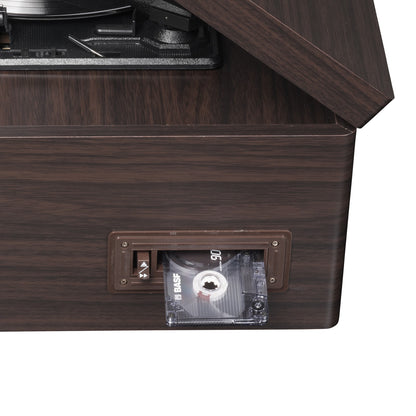 Centre musical rétro Denver MRD-180 avec platine vinyle, DAB+/FM, CD/MP3, cassette, Bluetooth, enregistrement USB, AUX et télécommande