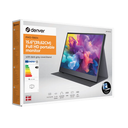 DENVER PMO-15604 draagbare 15,6 inch Full HD-monitor, hoes/standaard, luidsprekers