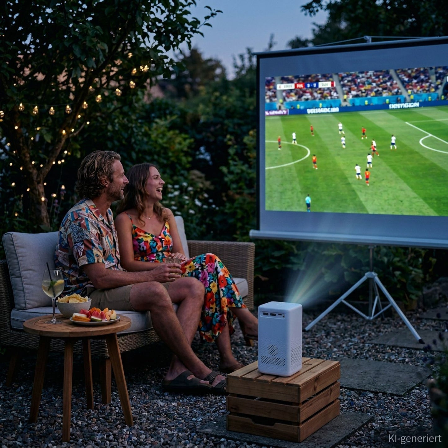Denver PR-4700 mobiler 4K Projektor mit Akku, bis 180 Zoll, HDMI, USB-A, Bluetooth-Audio, Fernbedienung