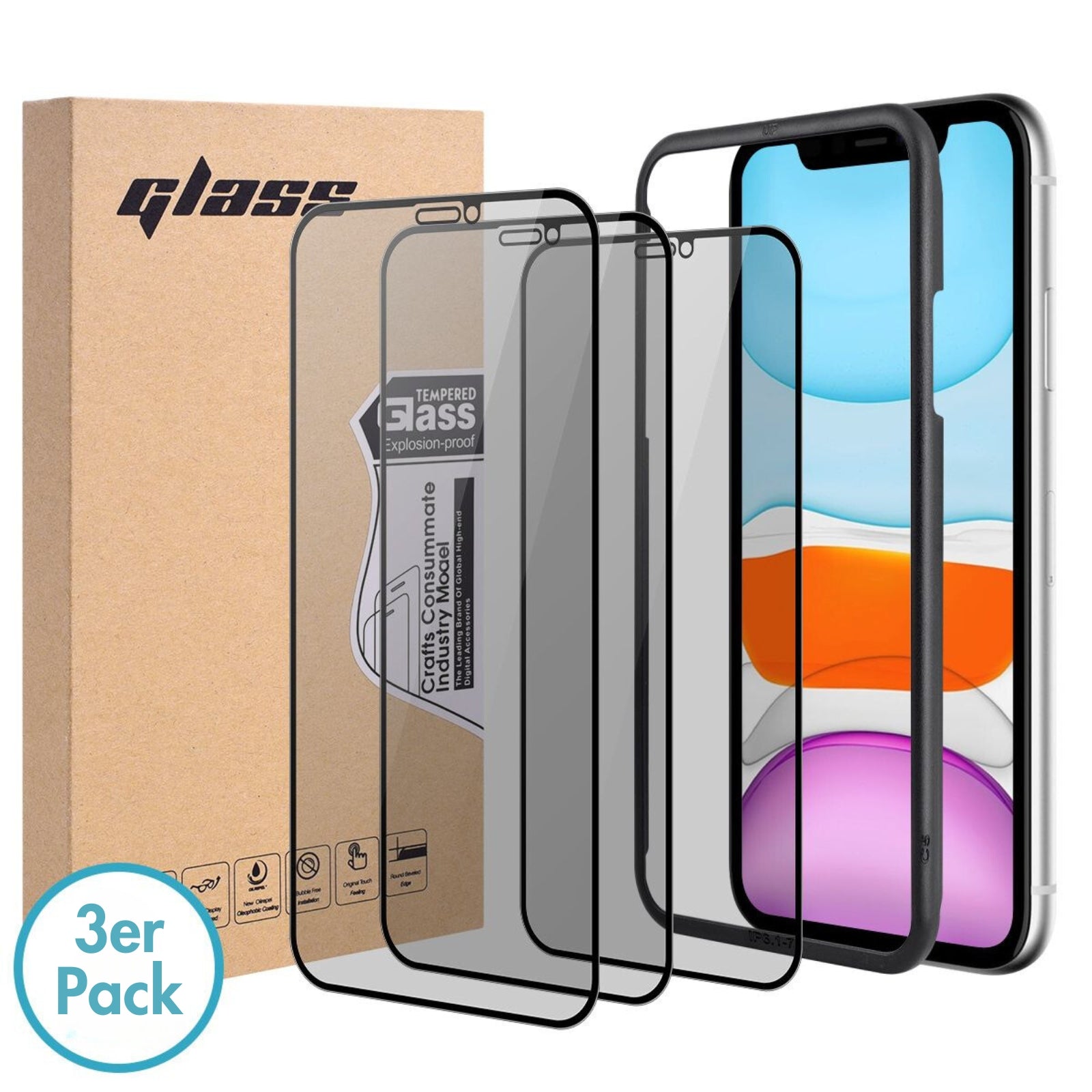 MonkeyTEC 3er-Set Blendschutzfolie 9H Augenschutz
