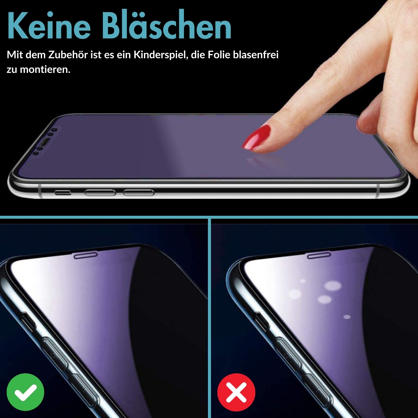 MonkeyTEC 3er-Set Blendschutzfolie 9H Augenschutz