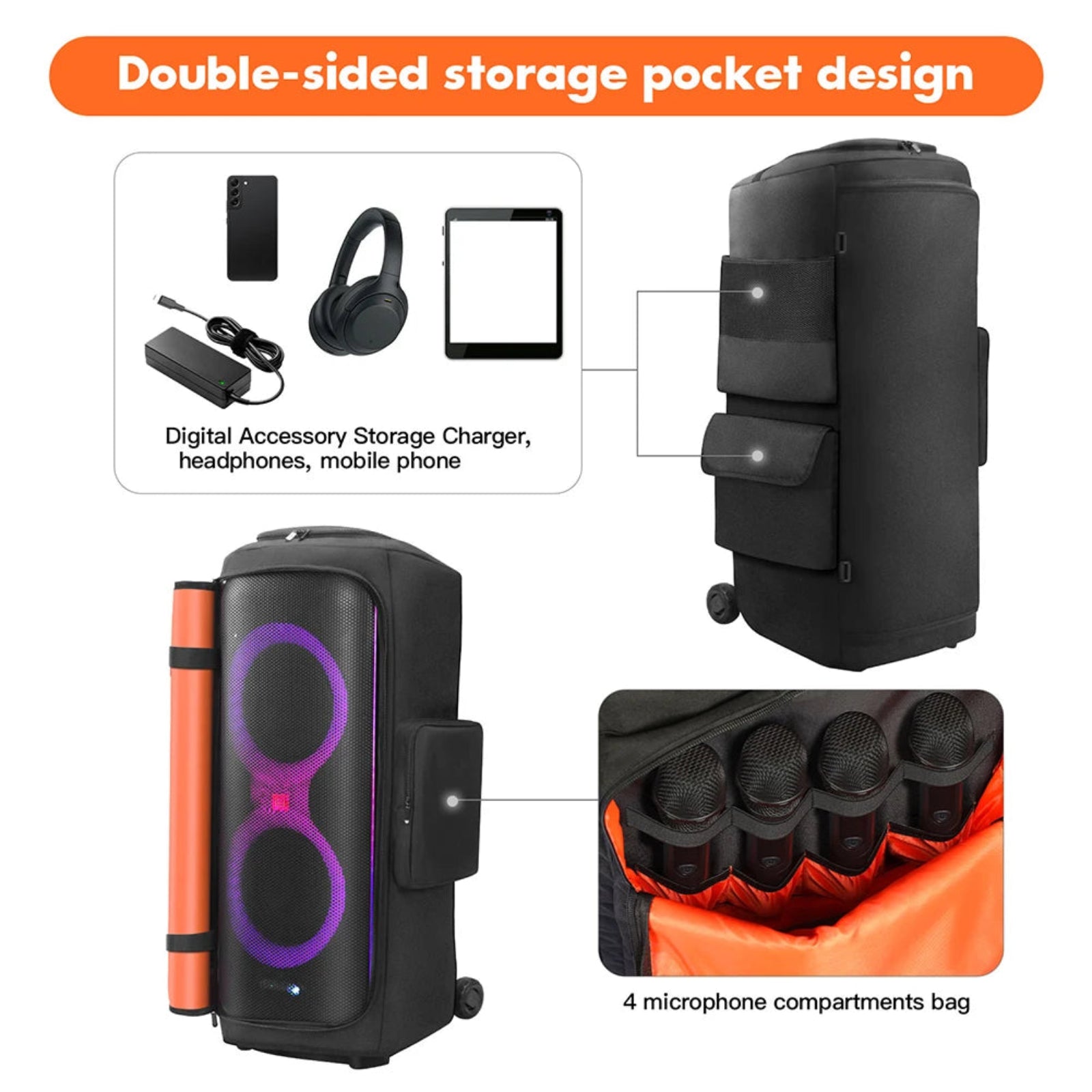 Speaker Carry Cover with Mic Pocket Portable Speaker Dust
