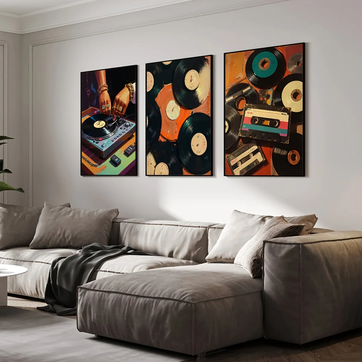 3pcs Retro Music Canvas Art Prints Vintage Vinyl Record &