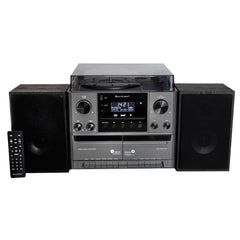 Soundmaster MCD5600 Impianto Stereo con Giradischi DAB+ Doppia Cassetta Lettore CD USB MP3 Bluetooth Codifica Digitalizzazione 75 Ohm Collegamento Antenna