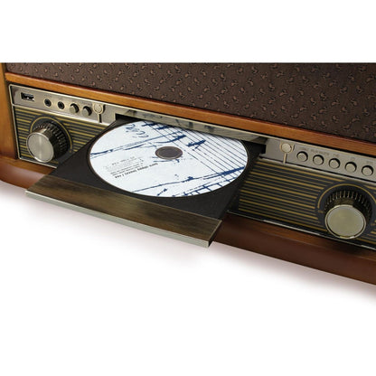 Soundmaster NR565DAB Equipo estéreo nostálgico 7 en 1 Tocadiscos DAB+ CD-MP3 USB Casete Digitalización BT Ecualizador