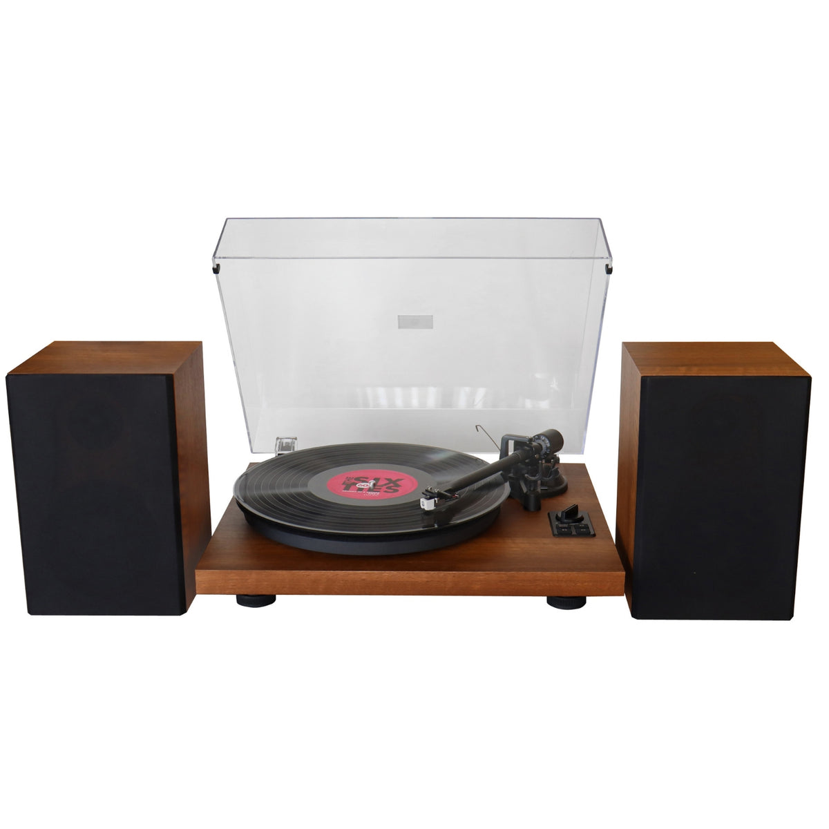 Soundmaster EliteLine PL711BR Plattenspieler-Komplettsystem – mit Audio-Technica Tonabnehmer, integriertem Verstärker, Lautsprechern, USB-Aufnahme, Bluetooth und PHONO/LINE-OUT