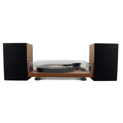 Soundmaster EliteLine PL711BR Plattenspieler-Komplettsystem – mit Audio-Technica Tonabnehmer, integriertem Verstärker, Lautsprechern, USB-Aufnahme, Bluetooth und PHONO/LINE-OUT