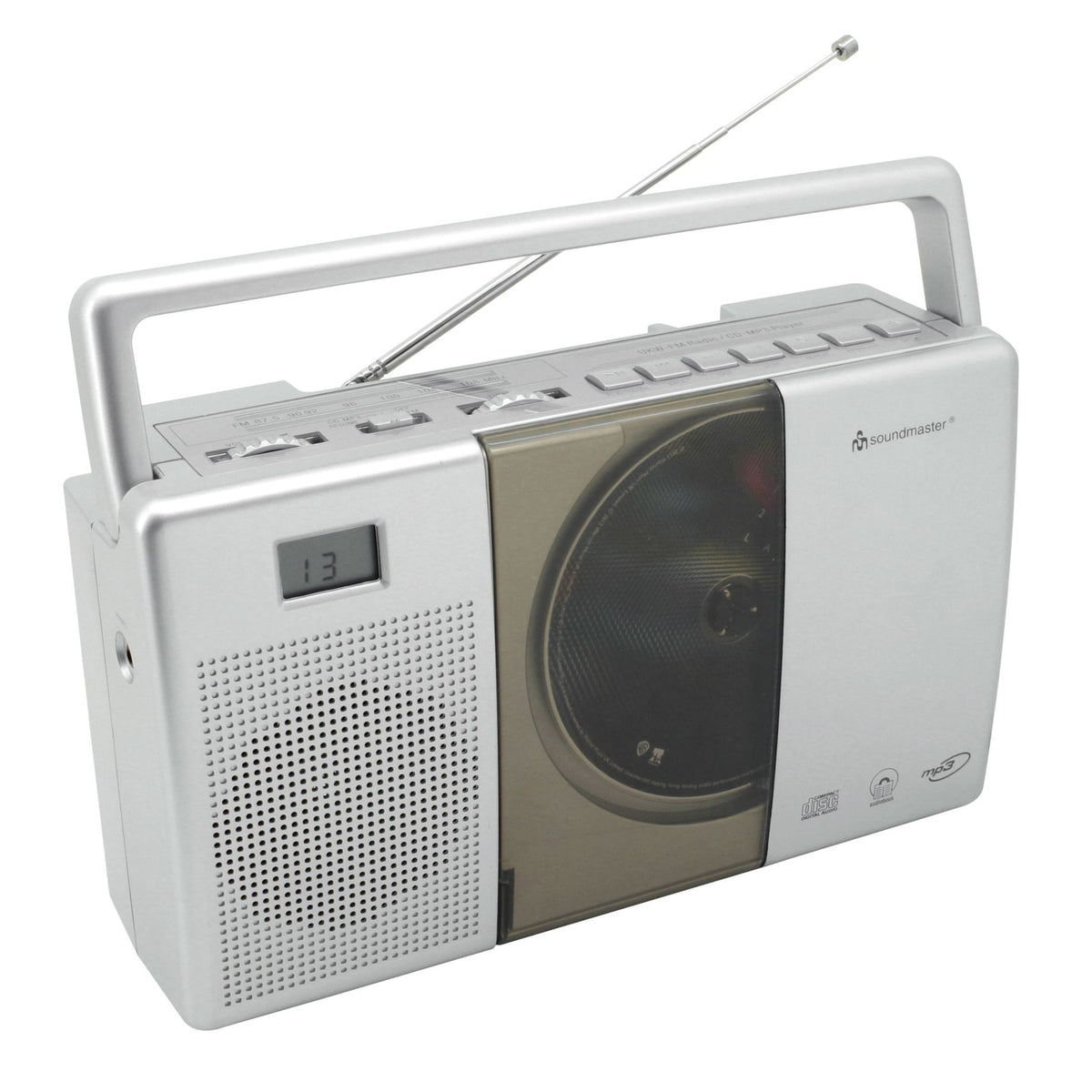 Radio portátil Soundmaster RCD1185 con reproductor de CD, función de audiolibro, radio maletín y radio para cocina
