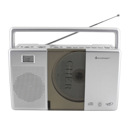 Radio portátil Soundmaster RCD1185 con reproductor de CD, función de audiolibro, radio maletín y radio para cocina