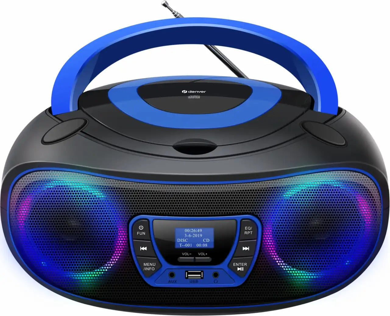 DENVER TDB-212 – DAB + Boombox mit Bluetooth CD-Player AUX