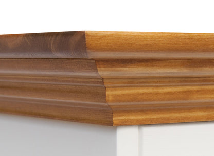 Bologna Elegante HiFi-Lowboard 111 cm – Kiefer Massivholz, Weiß/Holz