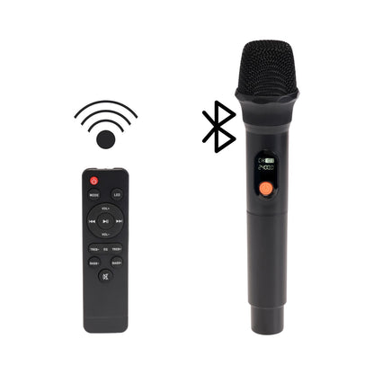 Denver BPS-270 Bluetooth Partylautsprecher mit 8" Woofer, BT-Mikrofon, 40W RMS, TWS, LED-Lichteffekten, USB, MicroSD, AUX, Karaoke & Akku