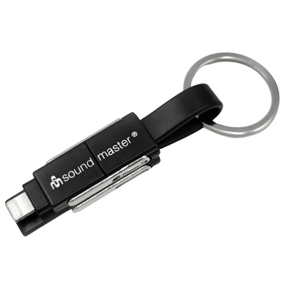 ad6sw 6-in-1 sleutelhanger datakabel oplaadkabel ios usb c kabel universele smartphone kabel – zijaanzicht – productafbeelding van Soundmaxx Online