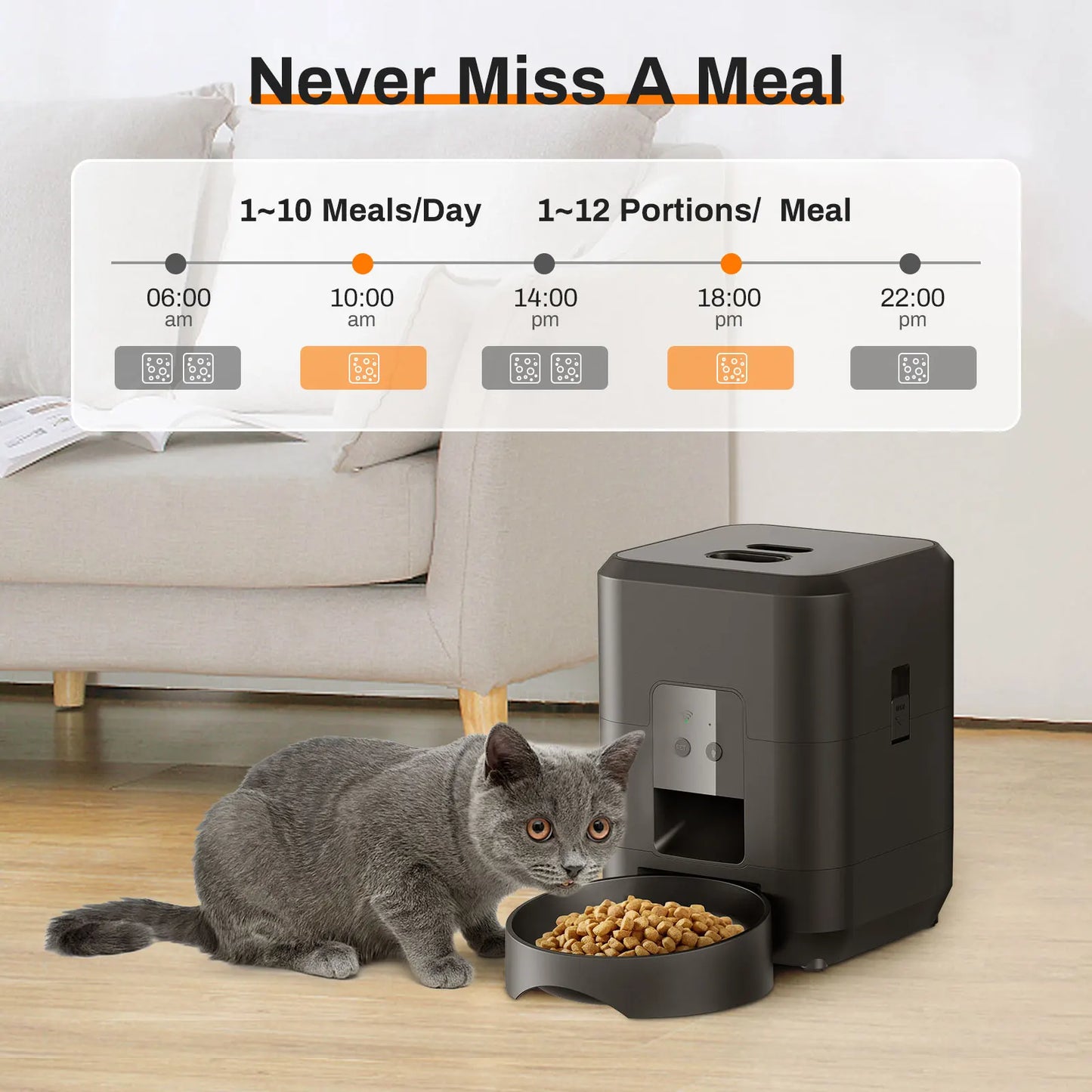 smart pet feeder automatic cat feeder dog slow food machine with timed quantitative automatic cat food dispenser cat dog bowl – Ansicht 18 – Produktbild von Soundmaxx Online