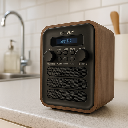 denver dab 48grey digitalradio mit dab fm bluetooth fernbedienung – Seitenansicht – Produktbild von Soundmaxx Online