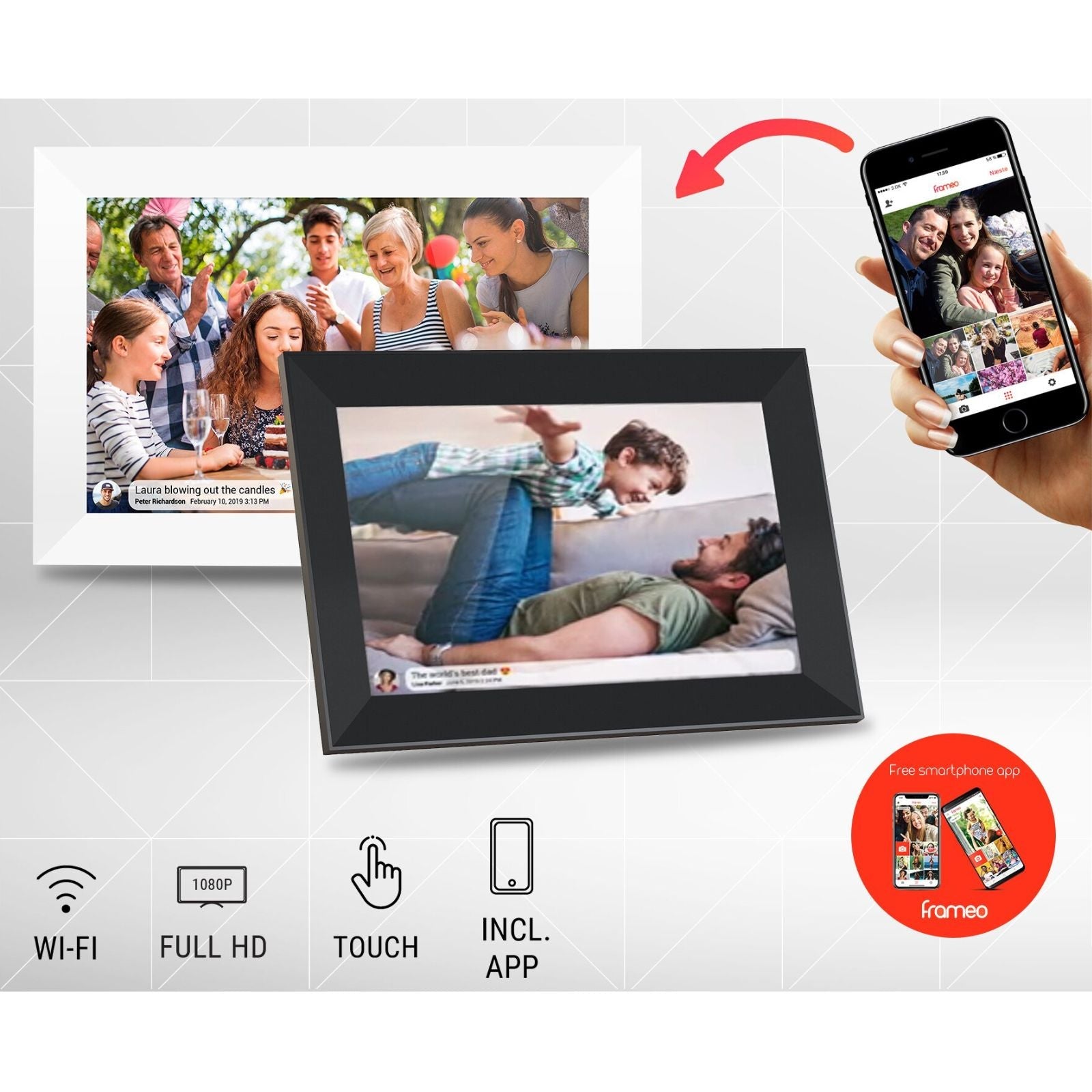 Denver PFF-1063BMK2 Full-HD digitaler Wi-Fi-Bilderrahmen