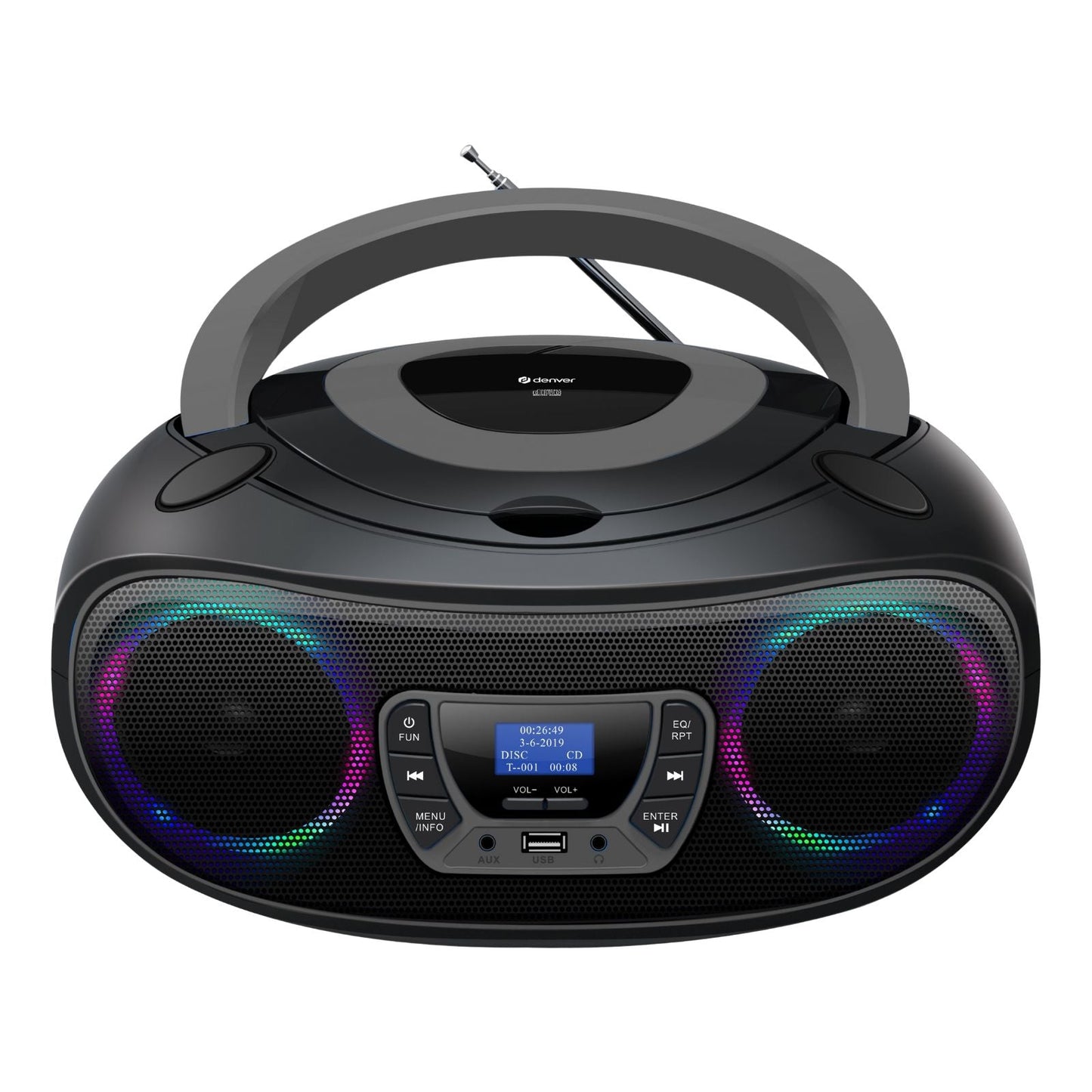 DENVER TDB-212 – DAB+ Boombox mit Bluetooth CD-Player AUX