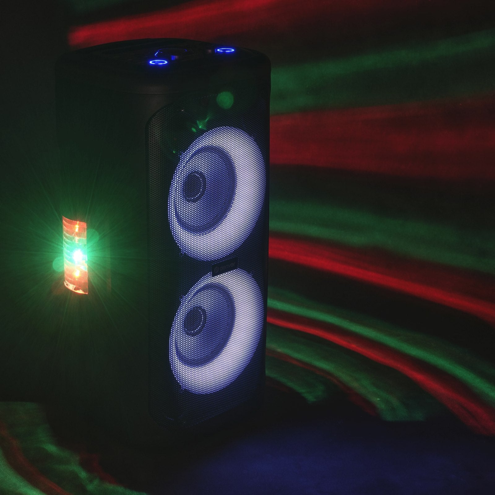 denver tsp 353 bluetooth partylautsprecher 400w mit mega led lichtshow akku karaoke mikrofon – Ansicht 11 – Produktbild von Soundmaxx Online