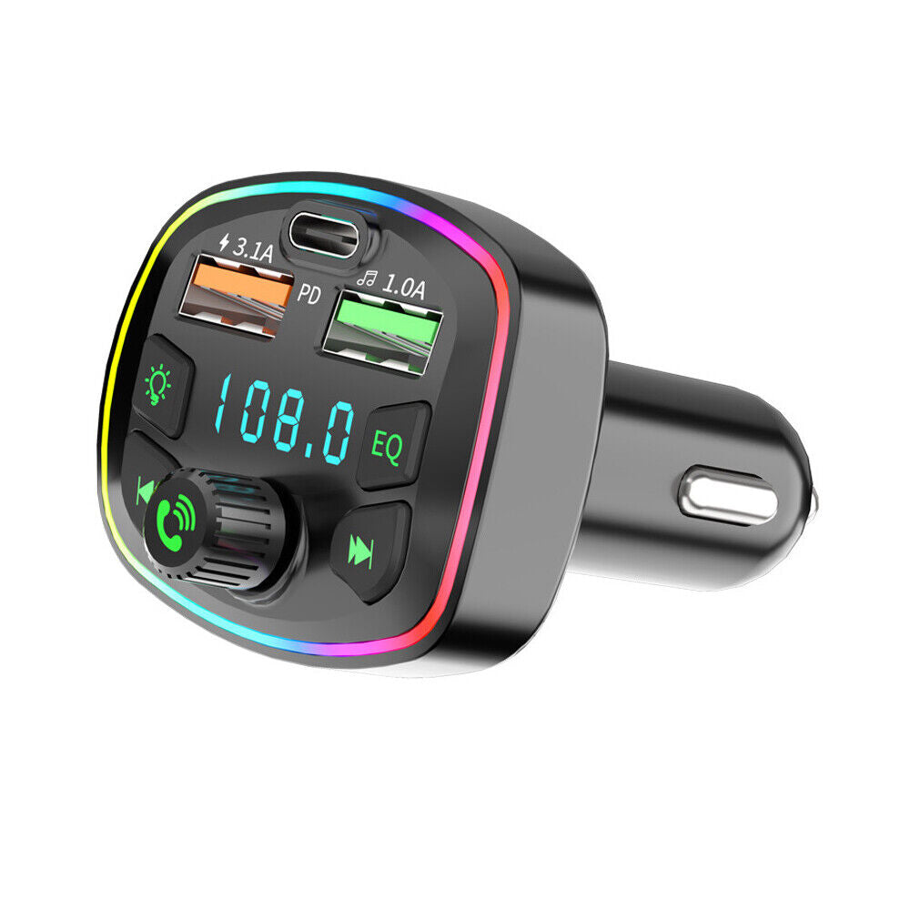 fm transmitter auto kfz radio bluetooth 5 0 adapter dual usb pd ladegerat handy – Seitenansicht – Produktbild von Soundmaxx Online