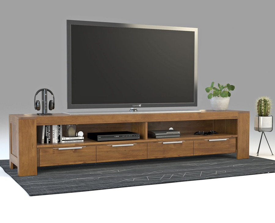 Robosto HiFi-Sideboard 240 cm – Birke Massivholz mit Kabeldurchführungen