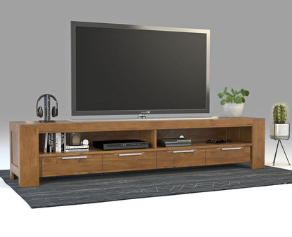 Robosto HiFi-Sideboard 240 cm – Birke Massivholz mit Kabeldurchführungen