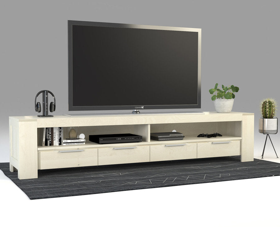 Robosto HiFi-Sideboard 240 cm – Birke Massivholz mit Kabeldurchführungen