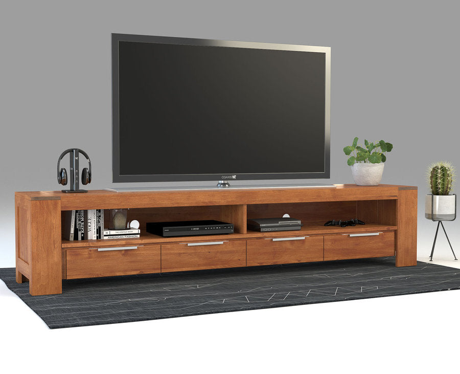Robosto HiFi-Sideboard 240 cm – Birke Massivholz mit Kabeldurchführungen