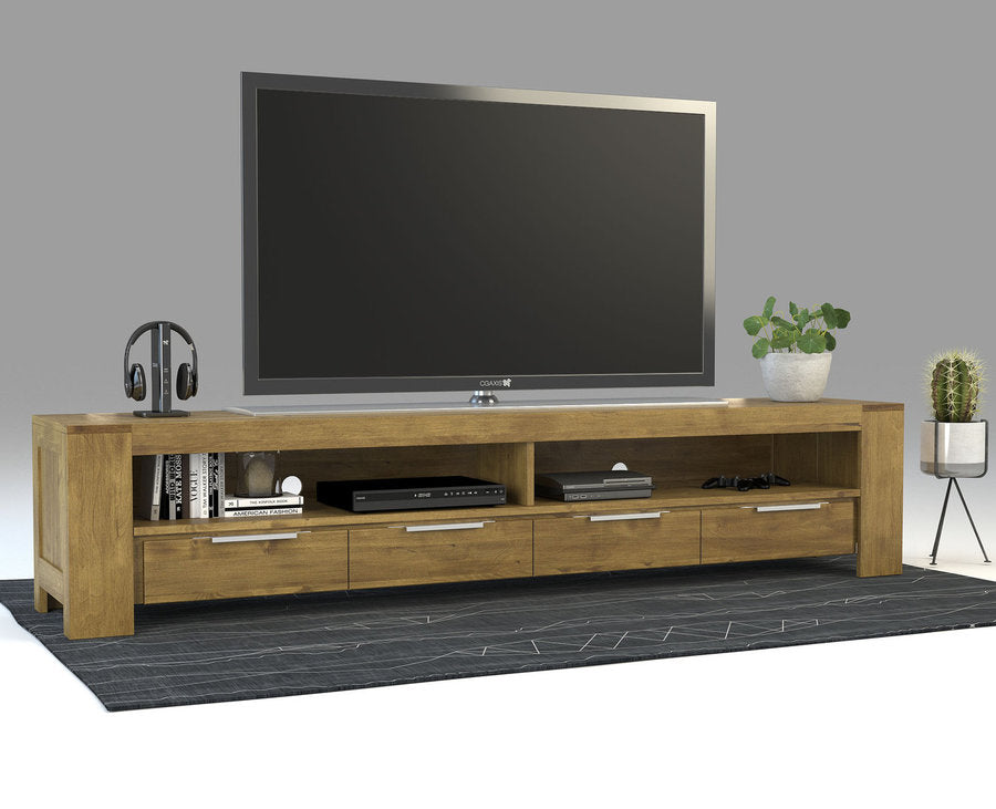 Robosto HiFi-Sideboard 240 cm – Birke Massivholz mit Kabeldurchführungen