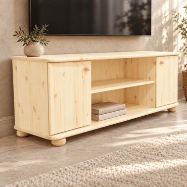 Leo TV-Lowboard Bio Kiefer Massivholz 131/151/171 – 100% nachhaltig und stilvoll