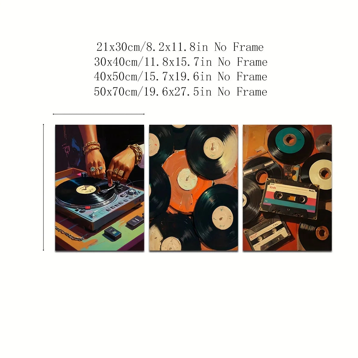3pcs retro music canvas art prints vintage vinyl record audio tape wall posters frameless classic modern decor for home o – Ansicht 6 – Produktbild von Soundmaxx Online