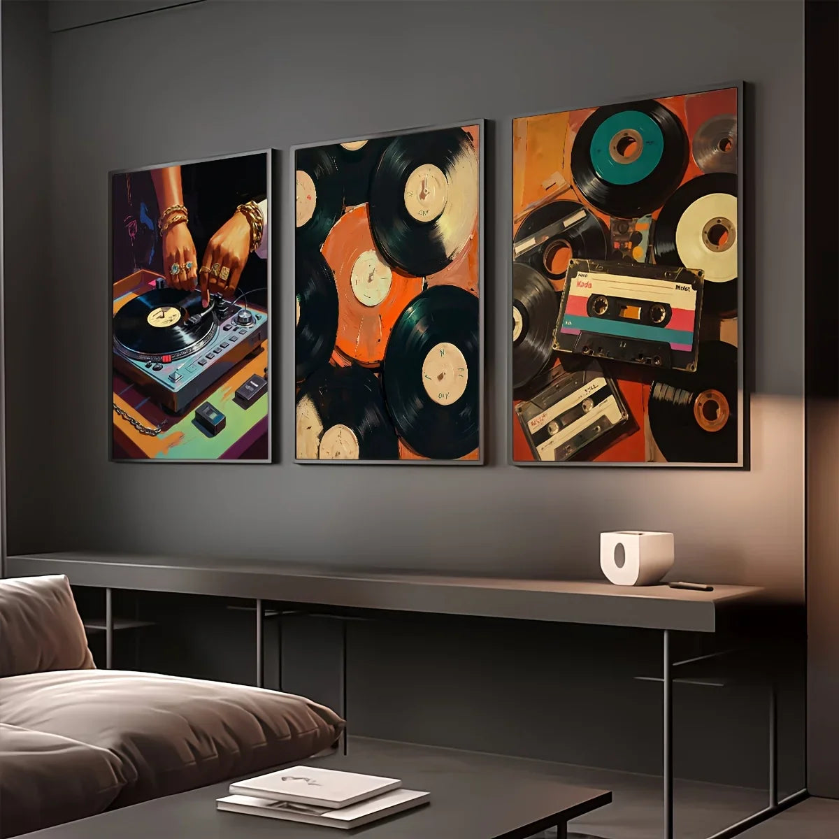 Kunst trifft Klang – Vintage Wandbilder für HiFi-Fans  - Triptychon auf Canvas Leinwand – Frontansicht – Produktbild von Soundmaxx Online