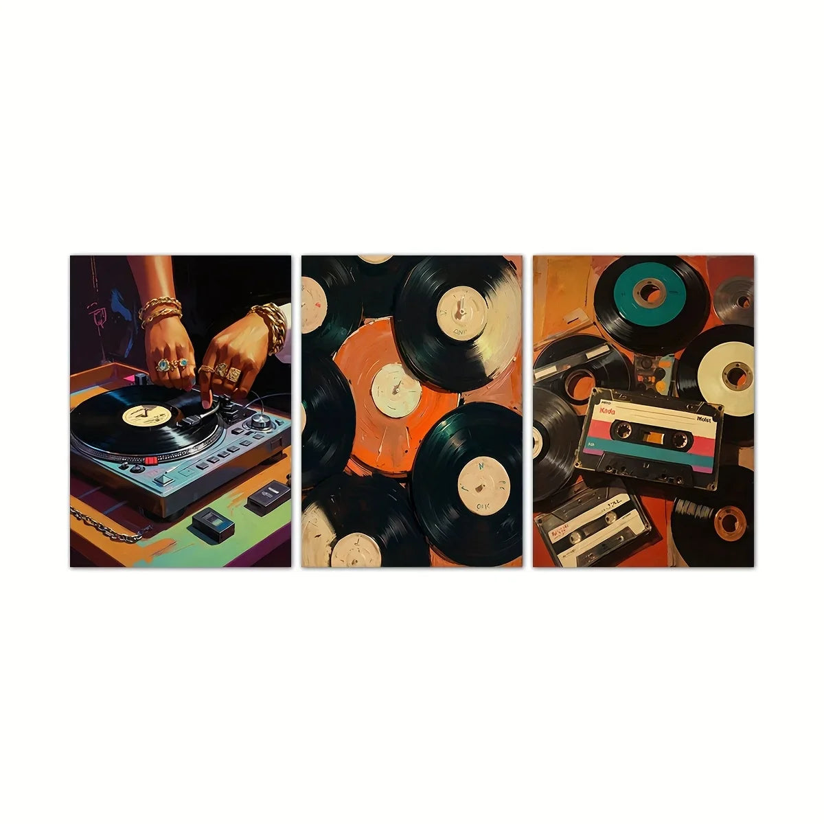 3pcs retro music canvas art prints vintage vinyl record audio tape wall posters frameless classic modern decor for home o – Ansicht 5 – Produktbild von Soundmaxx Online