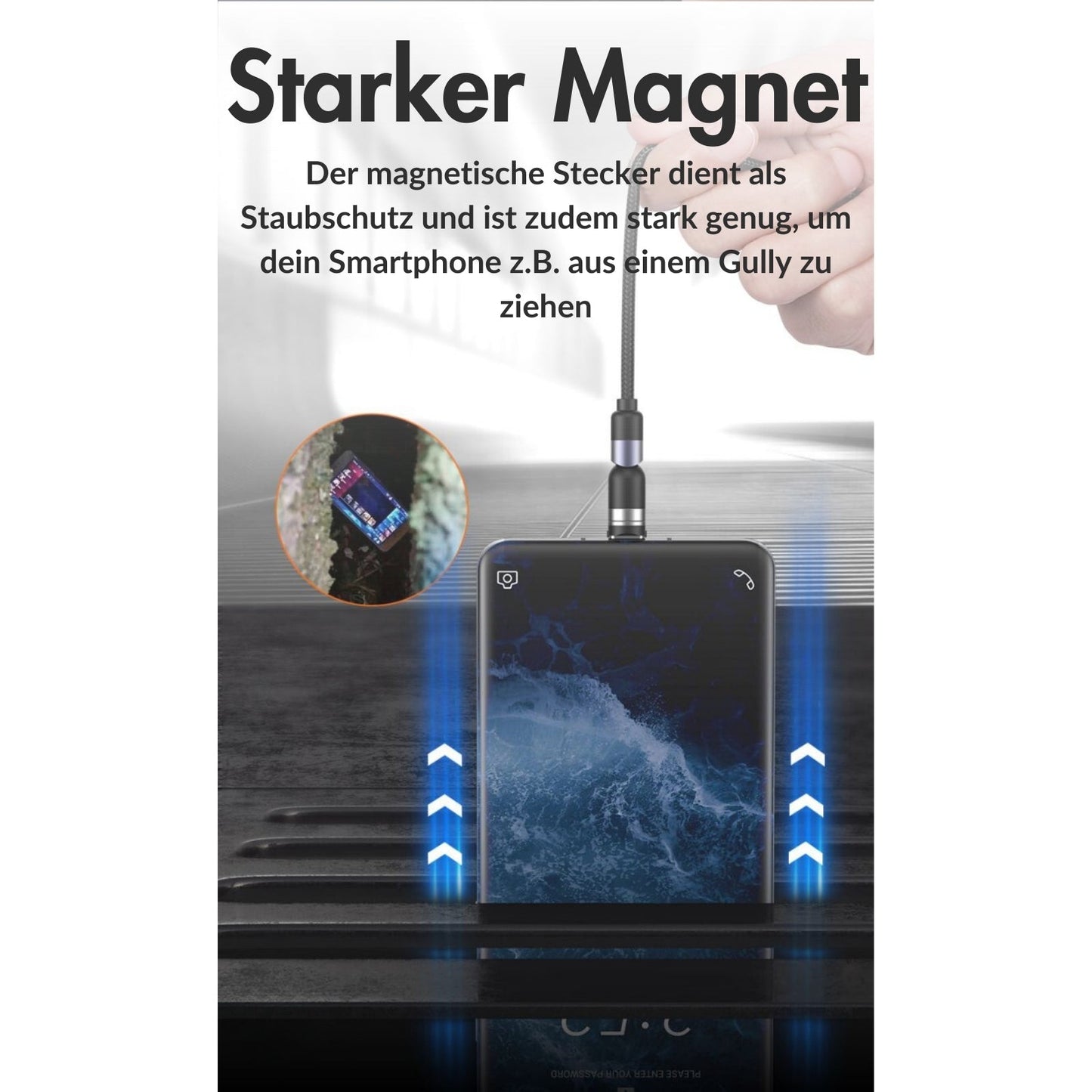 monkeytec 3 in 1 magnetisches ladekabel mit datenubertragung 540 drehbar fur iphone micro usb usb c – Ansicht 7 – Produktbild von Soundmaxx Online